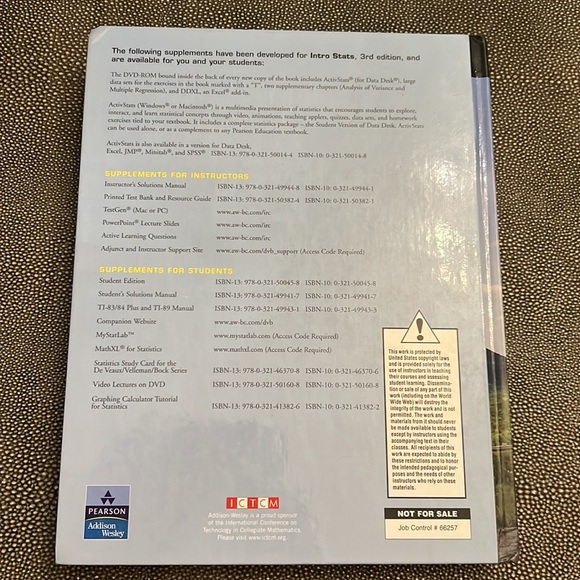 Intro Stats ANSWERS included Instructor’s Edition 3rd edition De Veaux Velleman - Picture 2 of 3